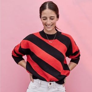 NWOT Clare V striped drop shoulder sweater in Red / Black - size XS